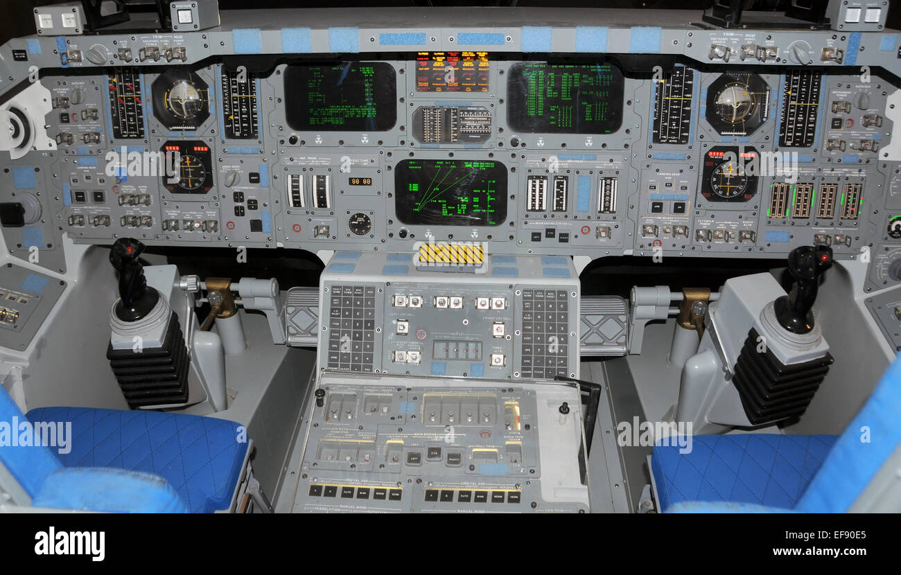 Cockpit view of the Space Shuttle Stock Photo