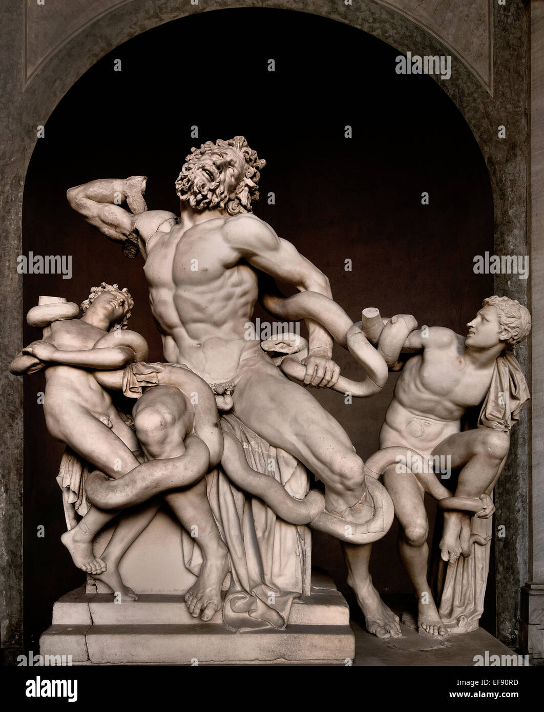 Hagesandros Athenedoros Polydoros  Laocoön Group ( Vatican Museum Rome Italy ) Found in the Baths of Trajan, 1506. Stock Photo