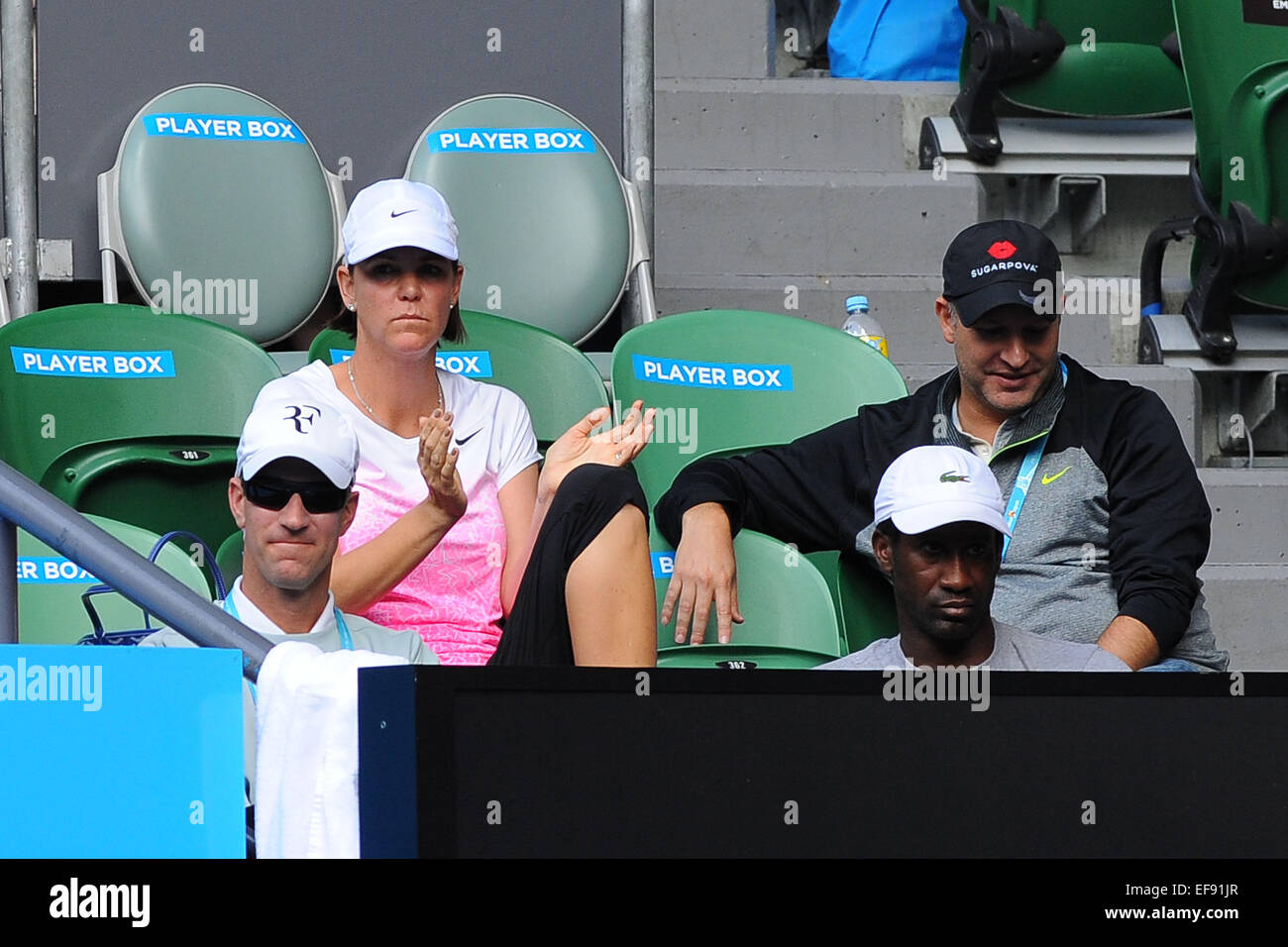 Melbourne, Australia. 29th Jan, 2015. 2015. Australian Open tennis championships. Madison Keys coach Lindsay Davenport watches as she loses in the semi-final to Serena Williams. Credit:  Action Plus Sports/Alamy Live News Stock Photo