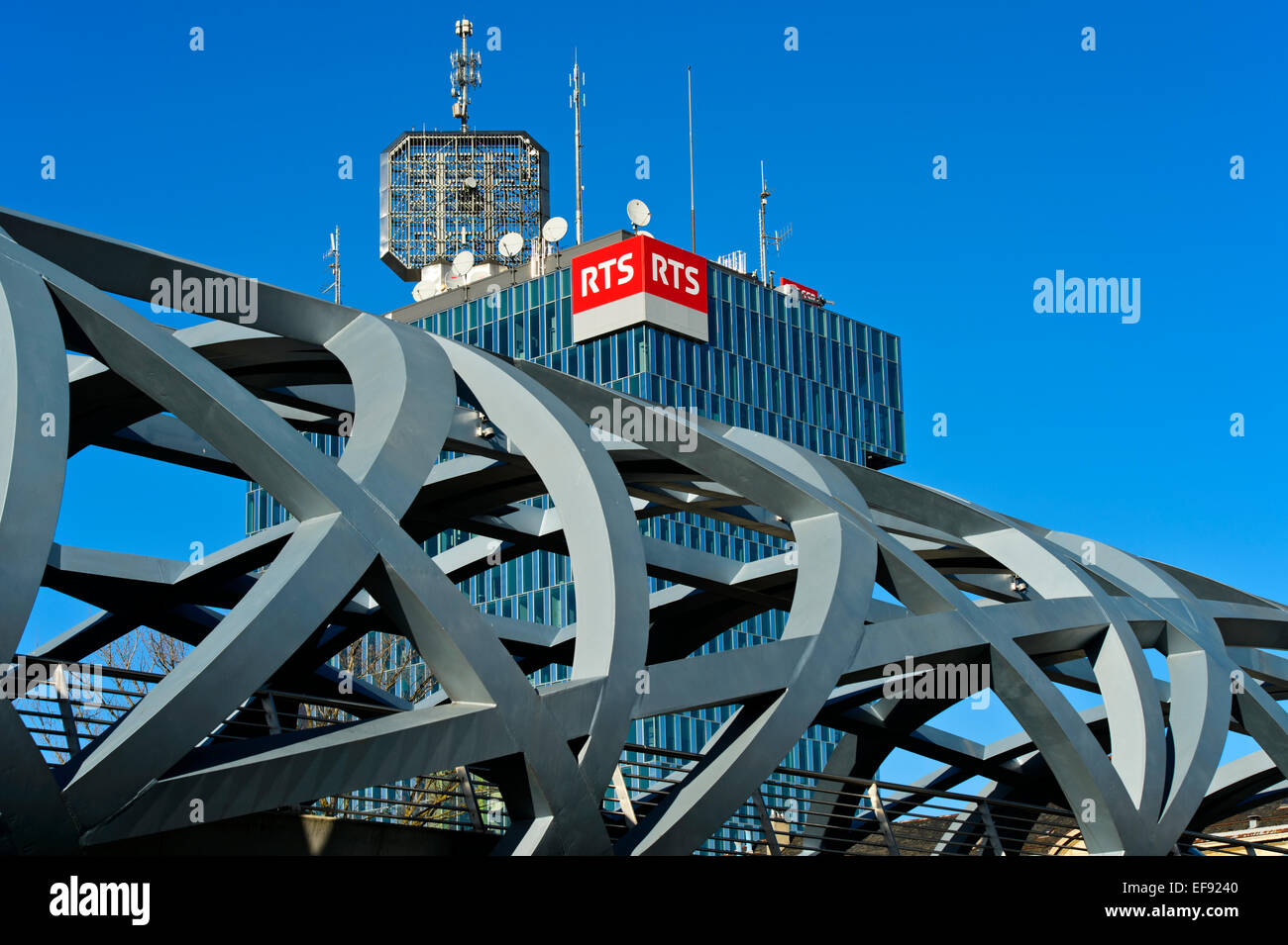 Tower of the Swiss public broadcasting station Radio Télévision Suisse ...