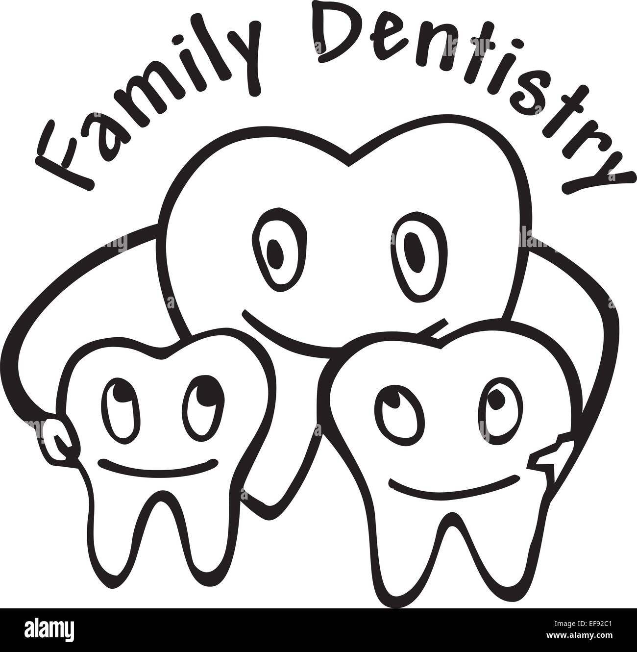 A group of teeth embracing with the words Family Dentistry written on