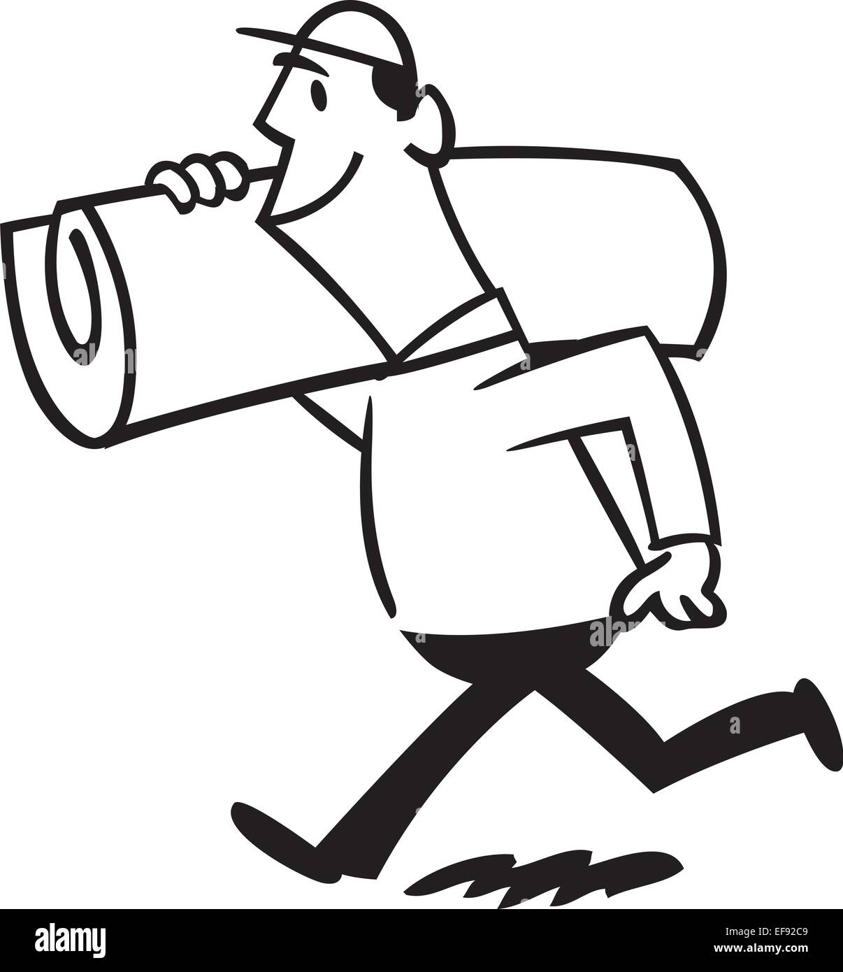 A man running while holding and object on his shoulder Stock Vector ...