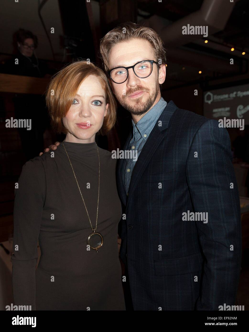 Susie Hariet, Dan Stevens at arrivals for 2015 House of SpeakEasy Gala, City Winery, New York, NY January 28, 2015. Photo By: Lev Radin/Everett Collection Stock Photo