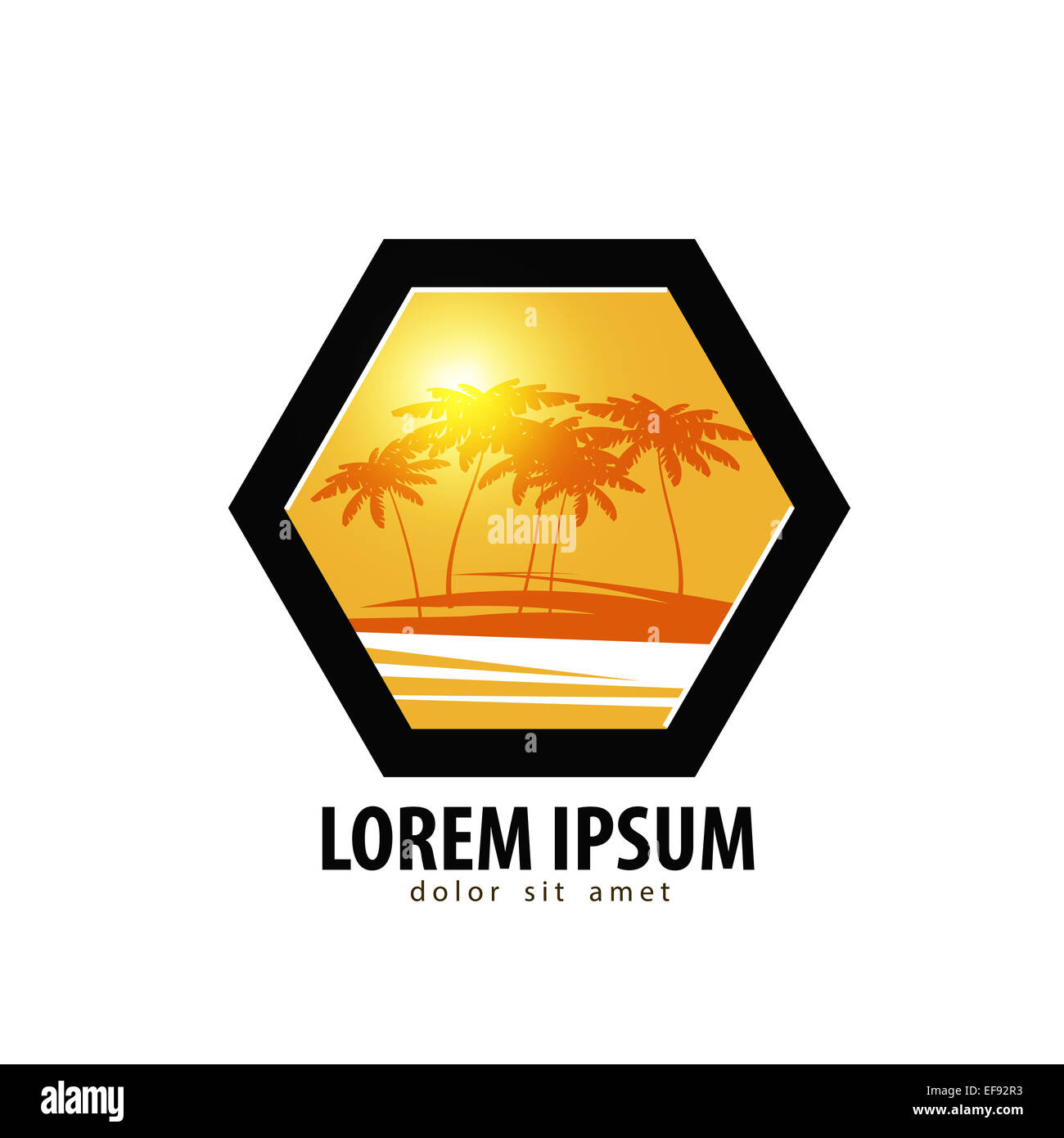 Palm trees logo design template. tropics or vacation icon. Stock Photo