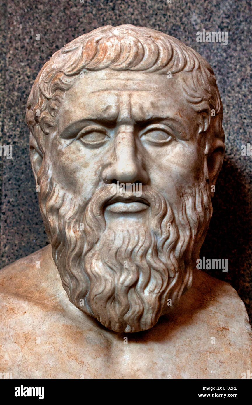 Plato philosopher philosophy Greek mathematician ( Vatican Museum Rome Italy ) Stock Photo