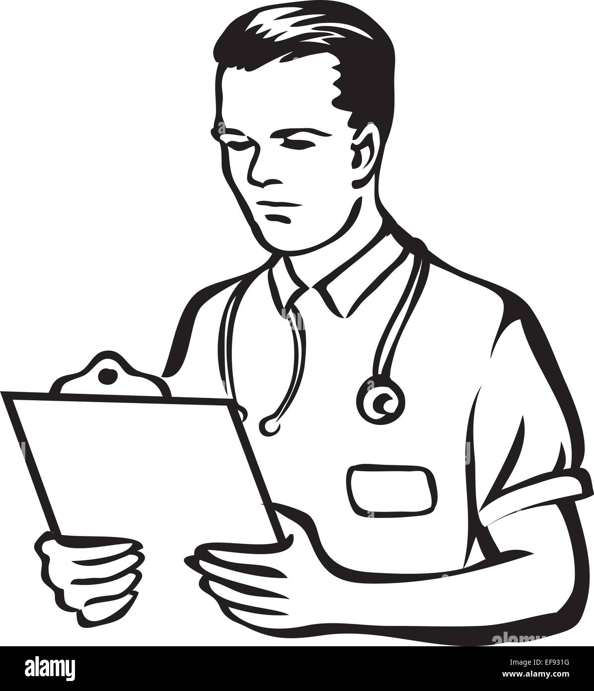 A doctor holding a clipboard Stock Vector