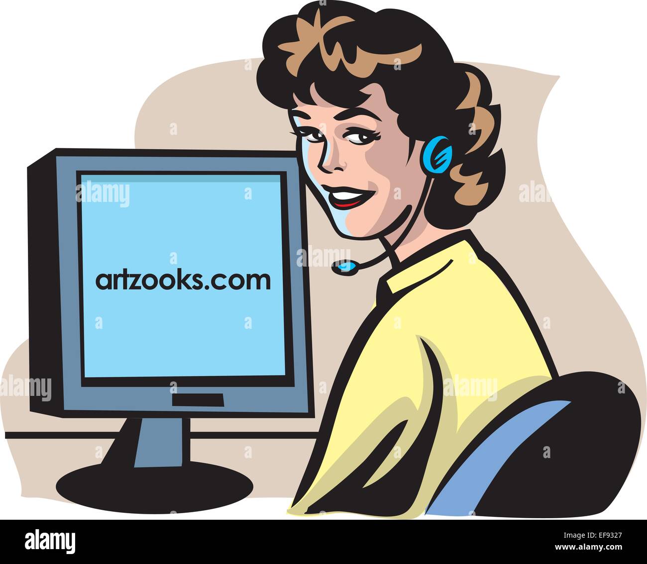Headset computer woman receptionist Stock Vector Images - Alamy