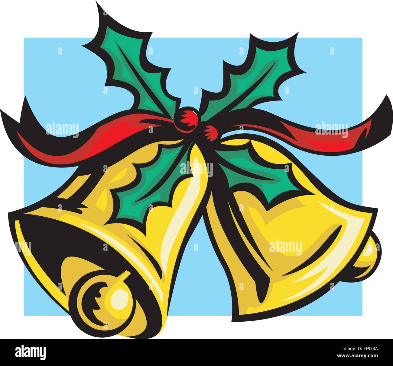 A pair of bells with holly Stock Vector