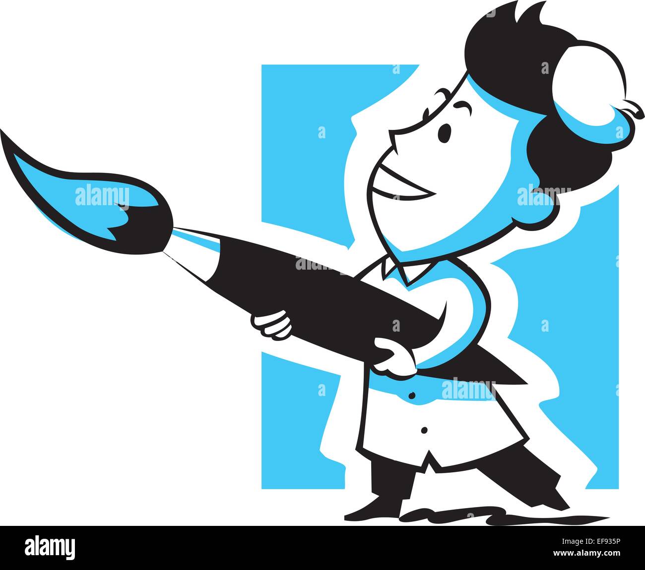 Boy Painting with Oversized Brush Stock Vector Image & Art - Alamy