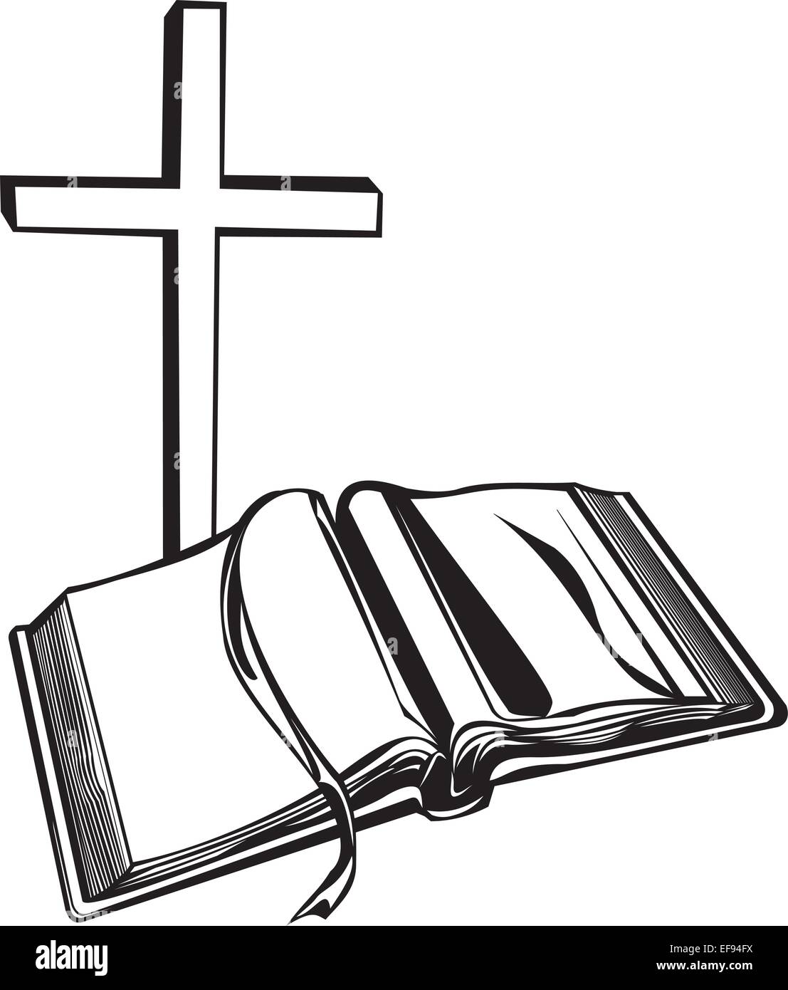 Cross and Open Bible Stock Vector