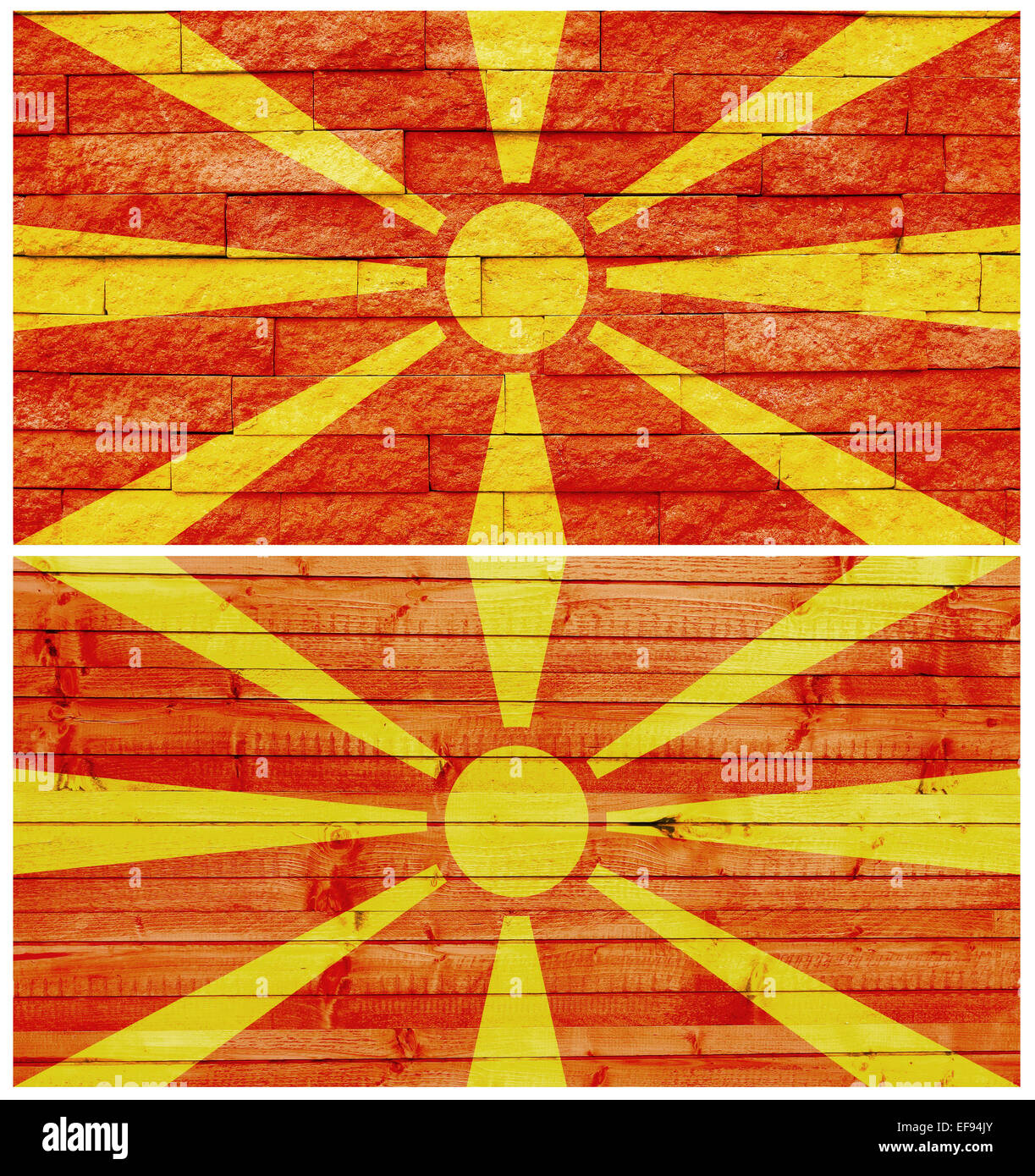 Vintage wall flag of Macedonia Stock Photo