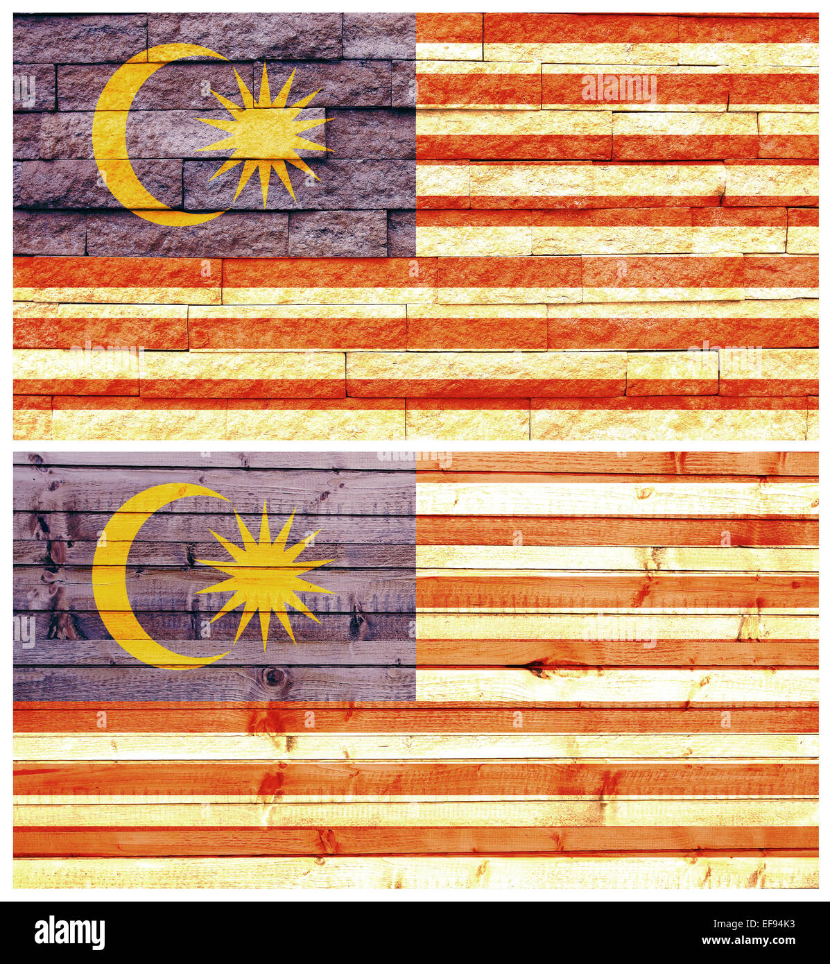 Vintage wall flag of Malaysia Stock Photo