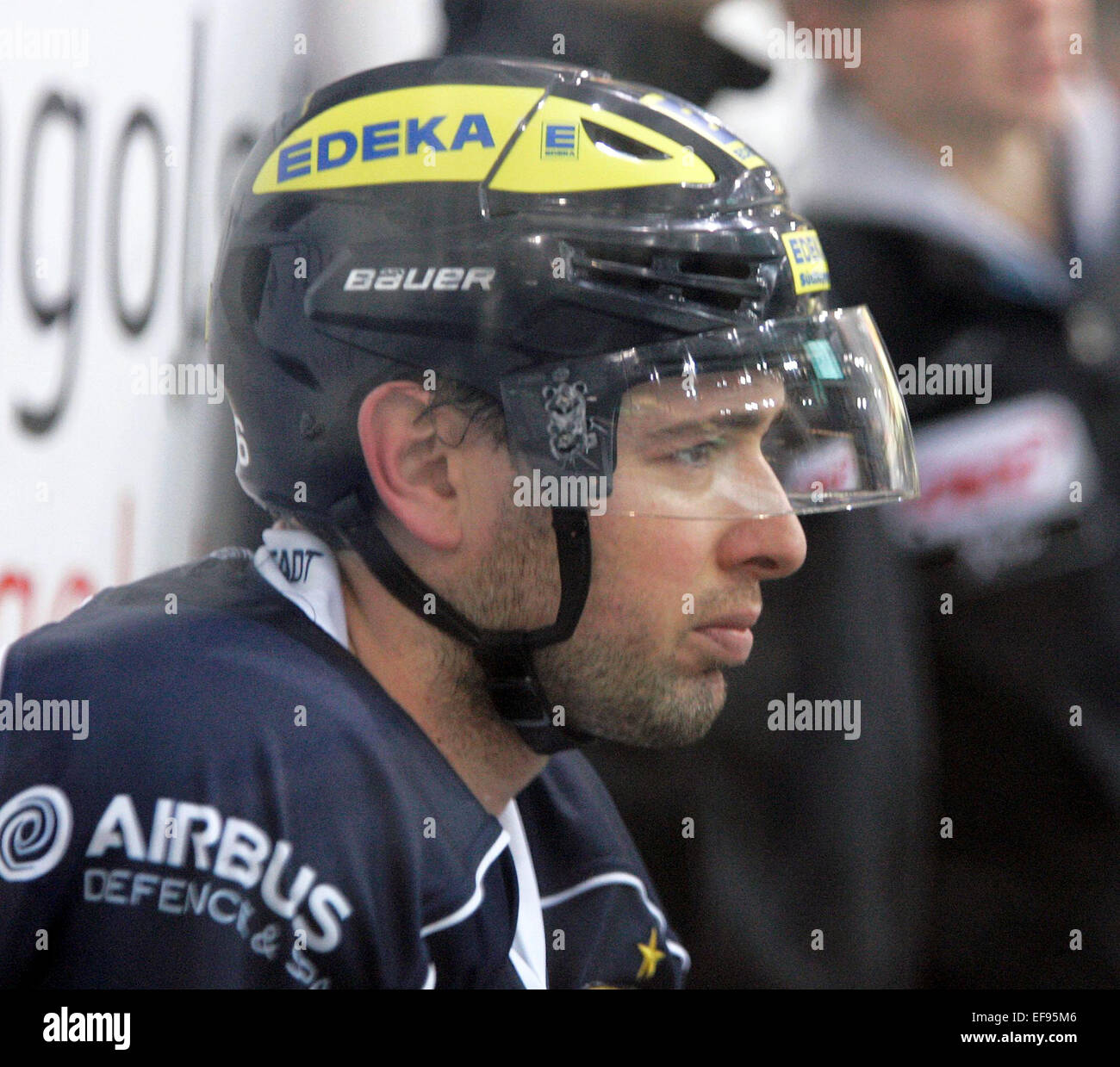 Jan. 28, 2015 - Ingolstadt, Bavaria, Germany - Michel PERIARD/CAN/lngolstadt.German Hockey League, match day 43,.ERC Ingolstadt vs Eisbaeren Berlin, .Ingolstadt, Saturn Arena, January 27, 2015,.the national champion Ingolstadt receives  theformer champion, the team owened by Anschutz Entertainment Group with the former NHL player Uwe Krup now as headcoach. (Credit Image: © Wolfgang Fehrmann/Wolfgang Fehrmann/ZUMA Wire) Stock Photo