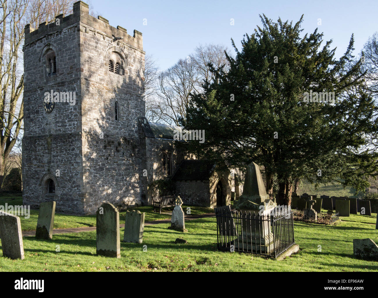 The Norman church of St Leonard in Thorpe village, Derbyshire, England