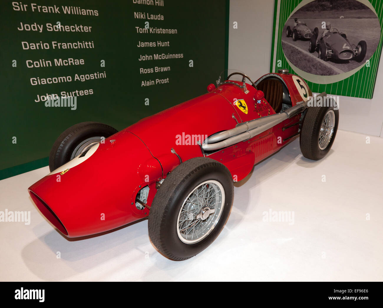 Enzo Ferrari's 1952 Ferrari 500 driven by Alberto Ascari to win the F1 Championship for Ferrari for the 1st time. Stock Photo