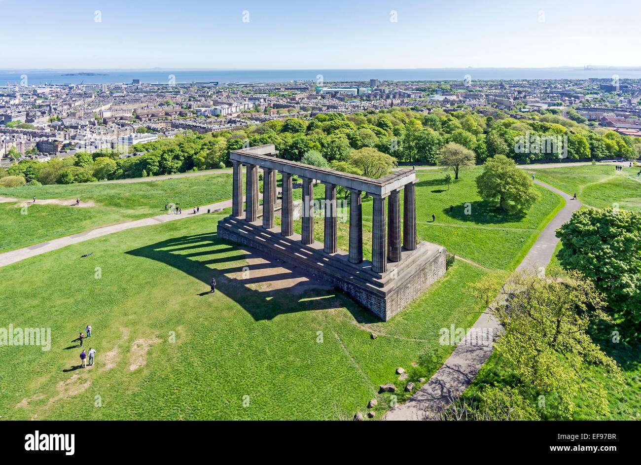 The National Monument on Calton Hill Edinburgh Scotland viewed from the Nelson Monument Stock Photo
