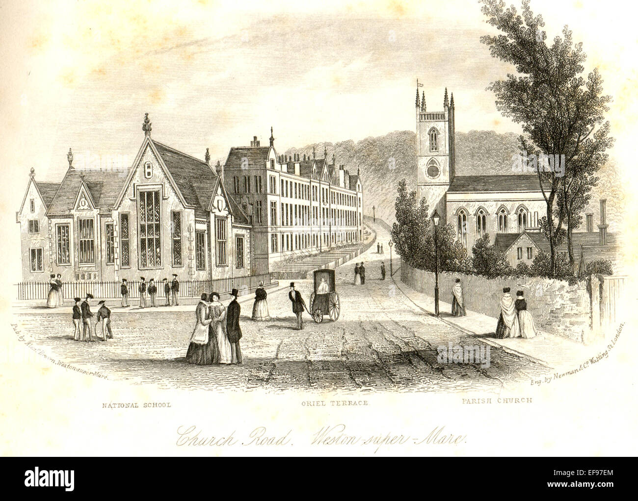 Engraving of Church Road, Weston-super-Mare, Stock Photo
