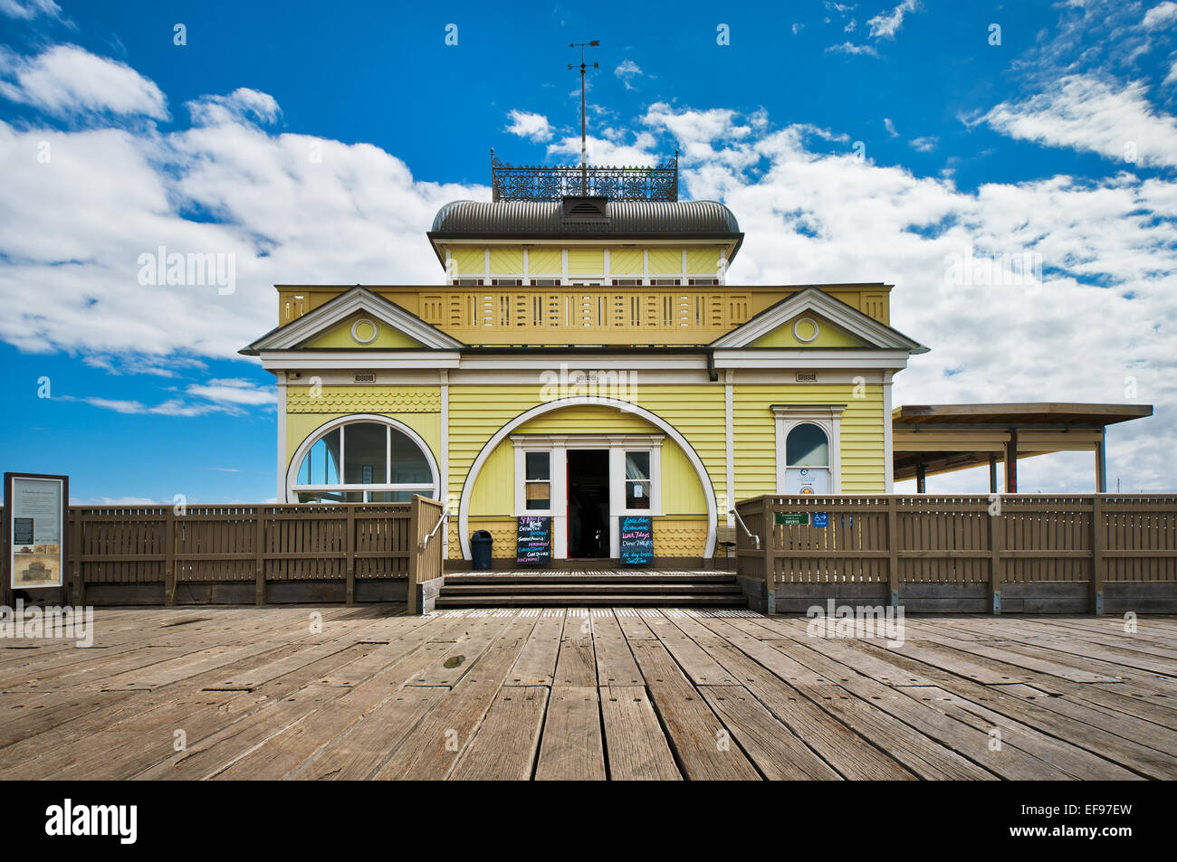 Historical St Kilda Pier Pavilion in Melbourne's south. Stock Photo