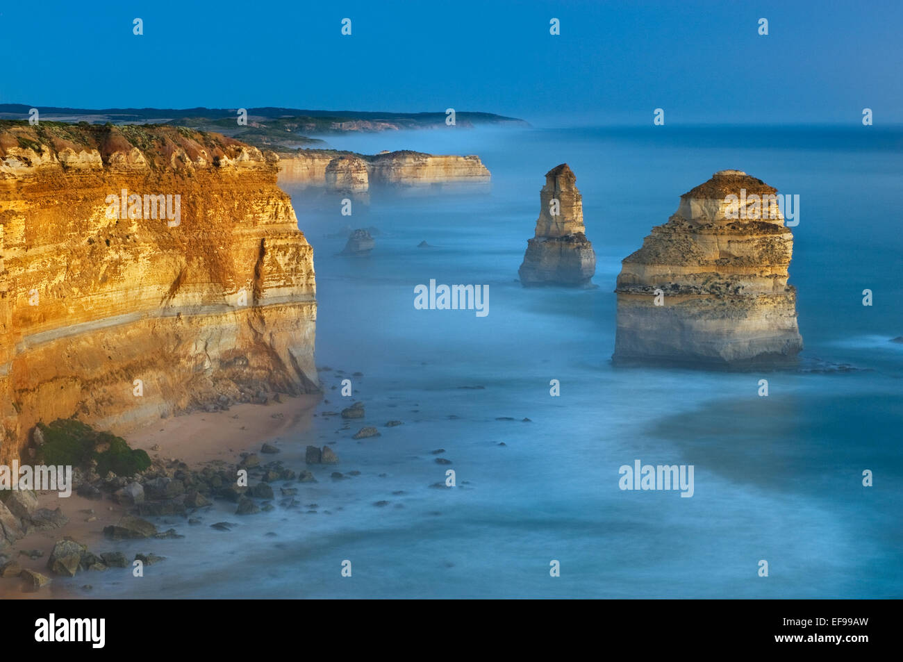 Famous Twelve Apostles in afterglow. Stock Photo