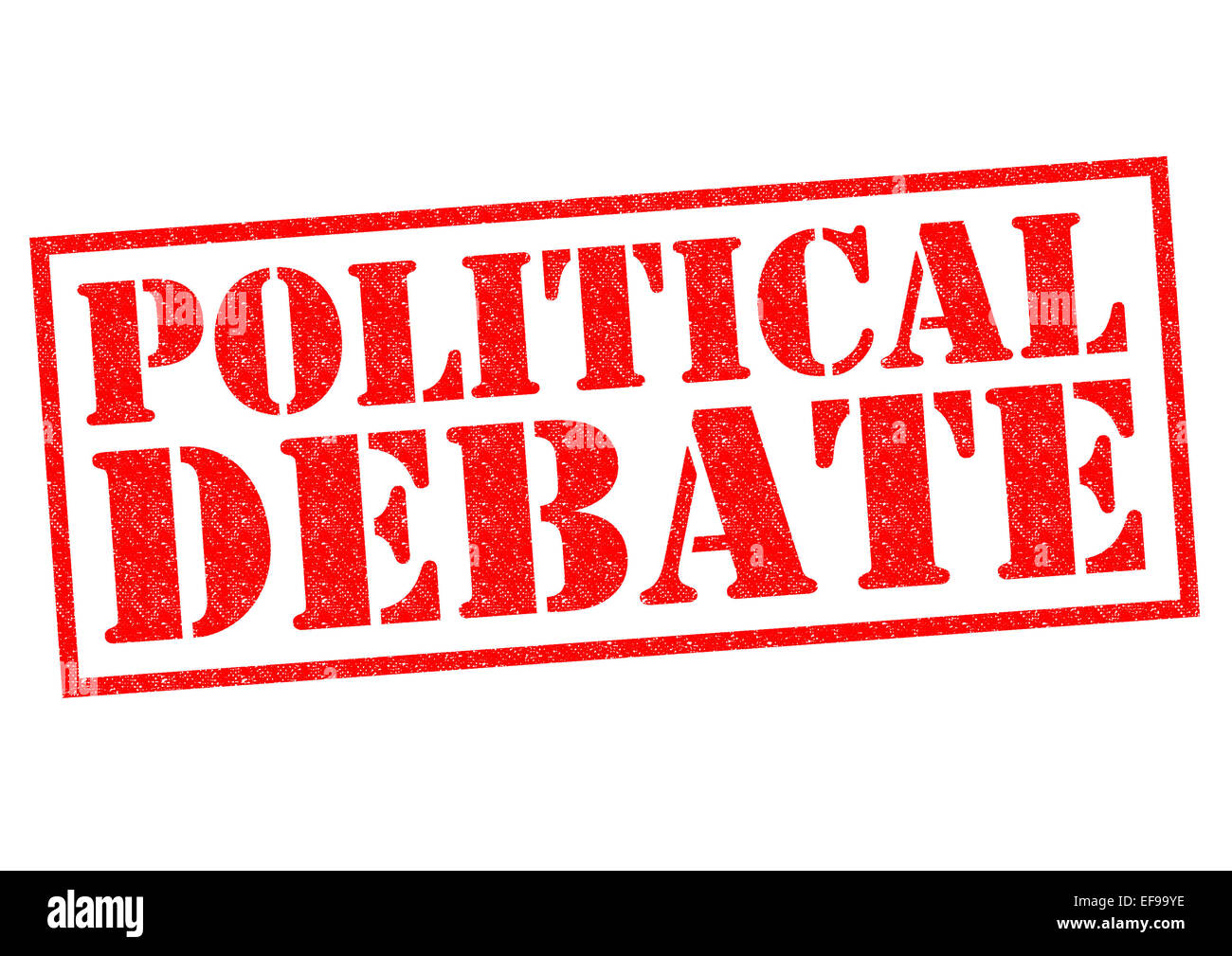 POLITICAL DEBATE red Rubber Stamp over a white background Stock Photo