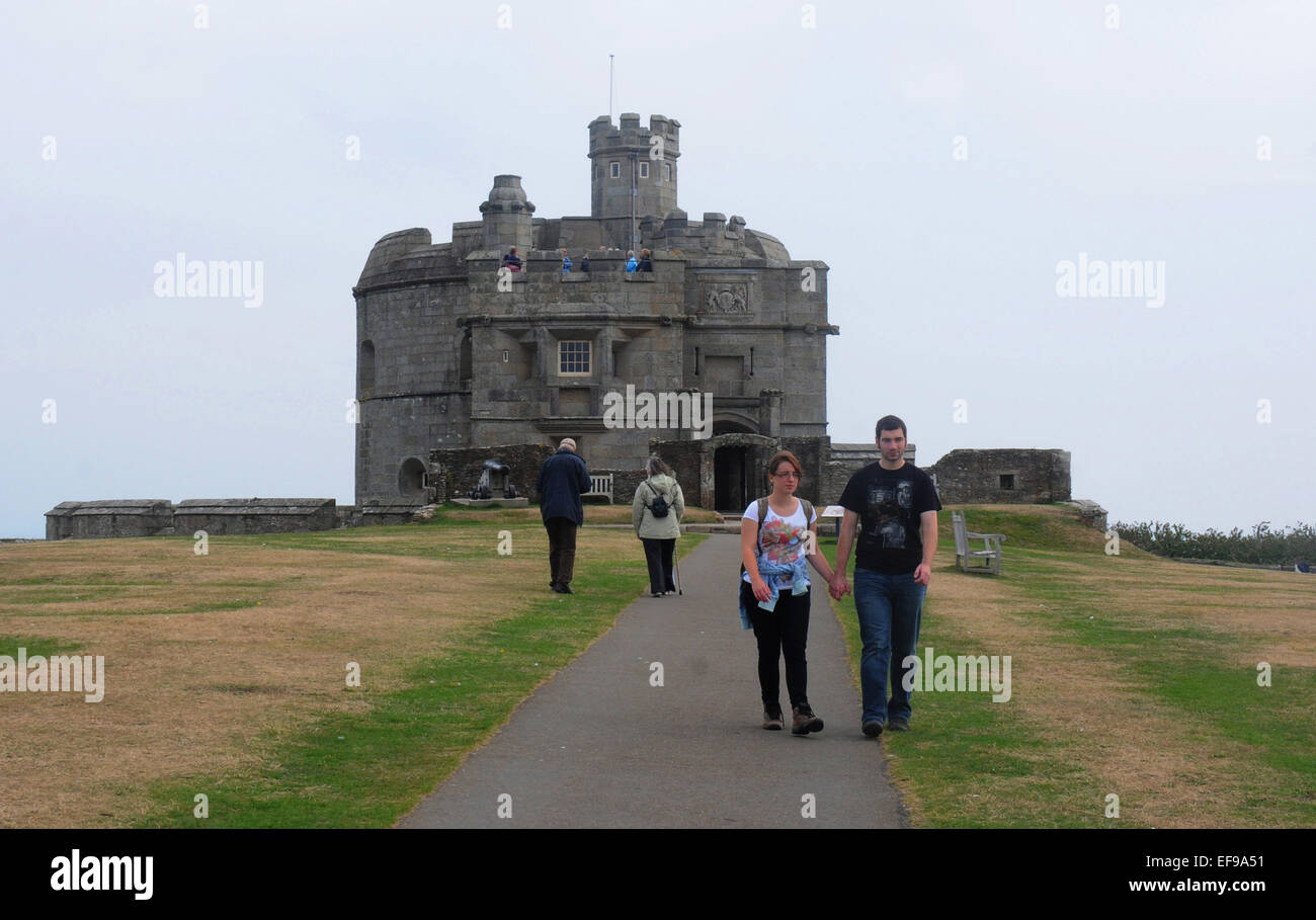 September 2014 Pendennis Castle was built as one of a chain of forts running along the coast of the southern half of Britain fro Stock Photo