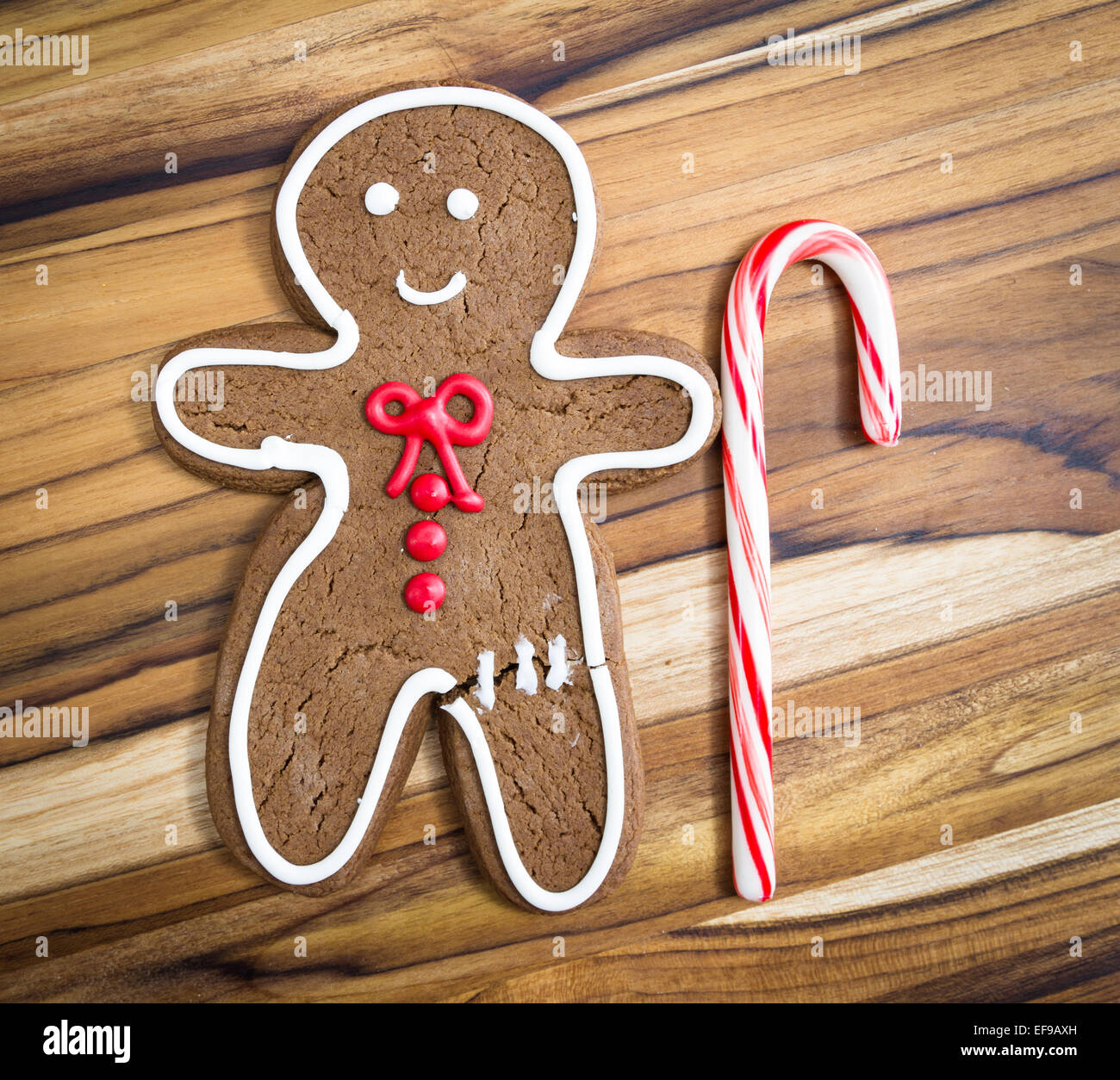 holiday classic, a gingerbread man with a candy cane for a walking cane