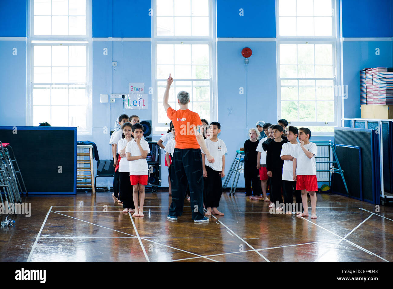 Dance class in London primary school run by former ballet dancer Stock Photo