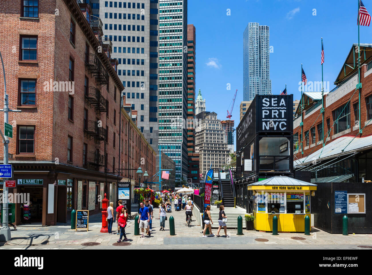 South Street Seaport district, Lower Manhattan, New York City, NY, USA Stock Photo