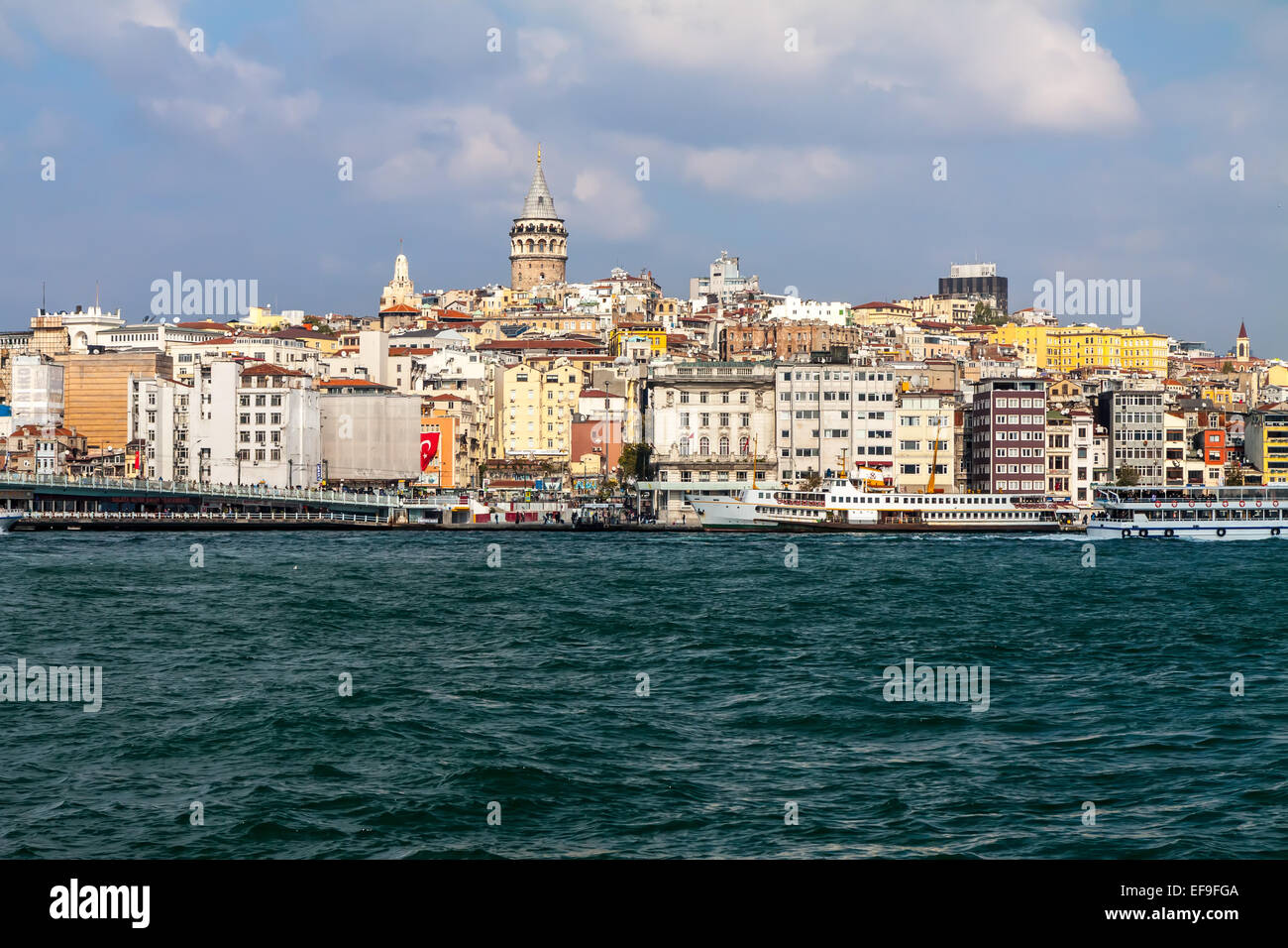 Istanbul, view from the sea to Galata tower and city Stock Photo