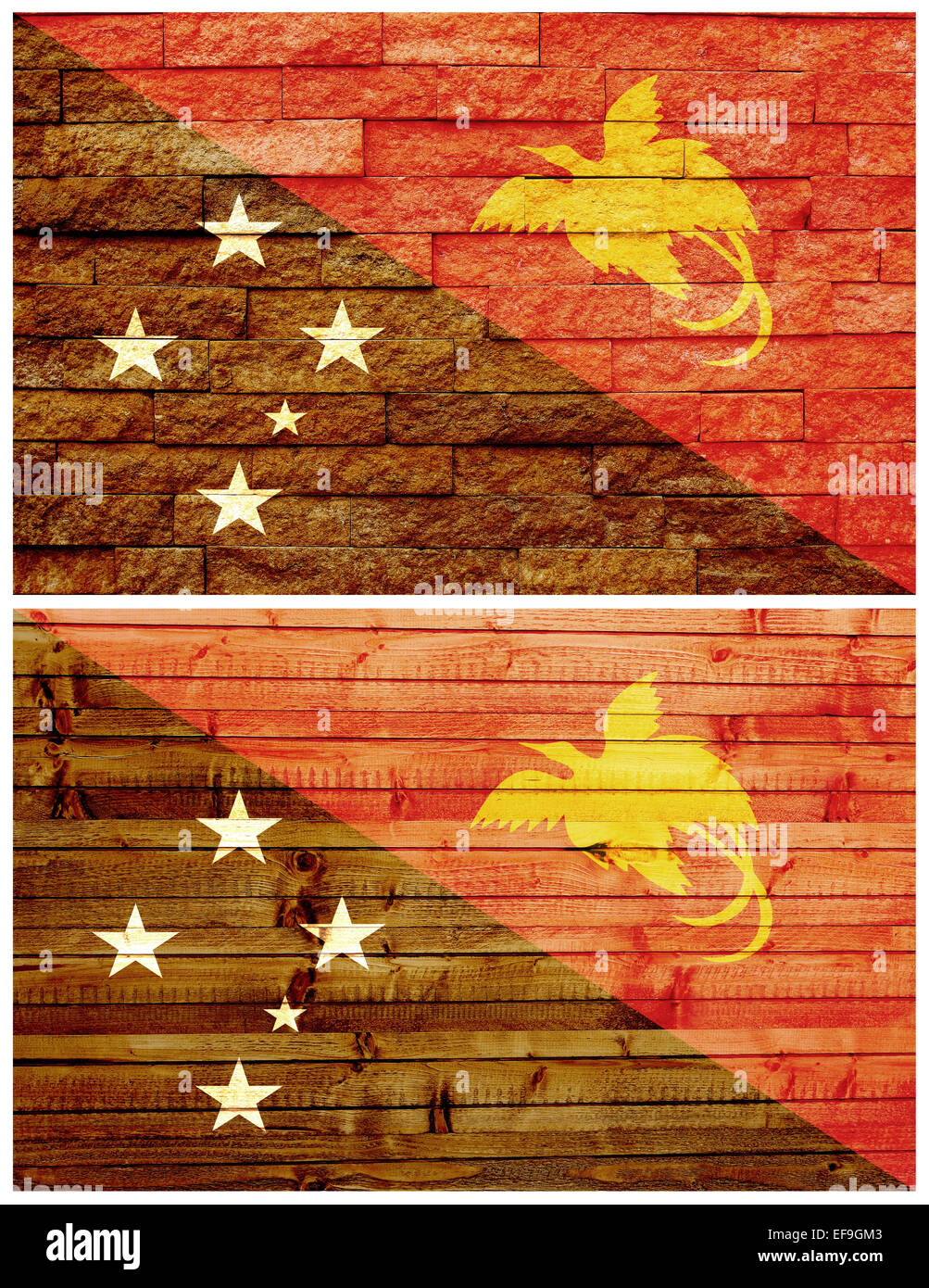 Vintage wall flag of Papua New Guinea Stock Photo