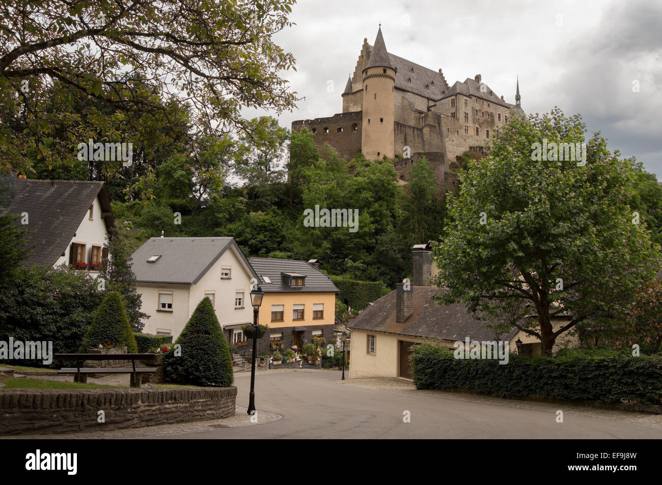 Vianden (Luxembourgish: Veianen) is a commune with city status in the Oesling, north-eastern Luxembourg. Stock Photo