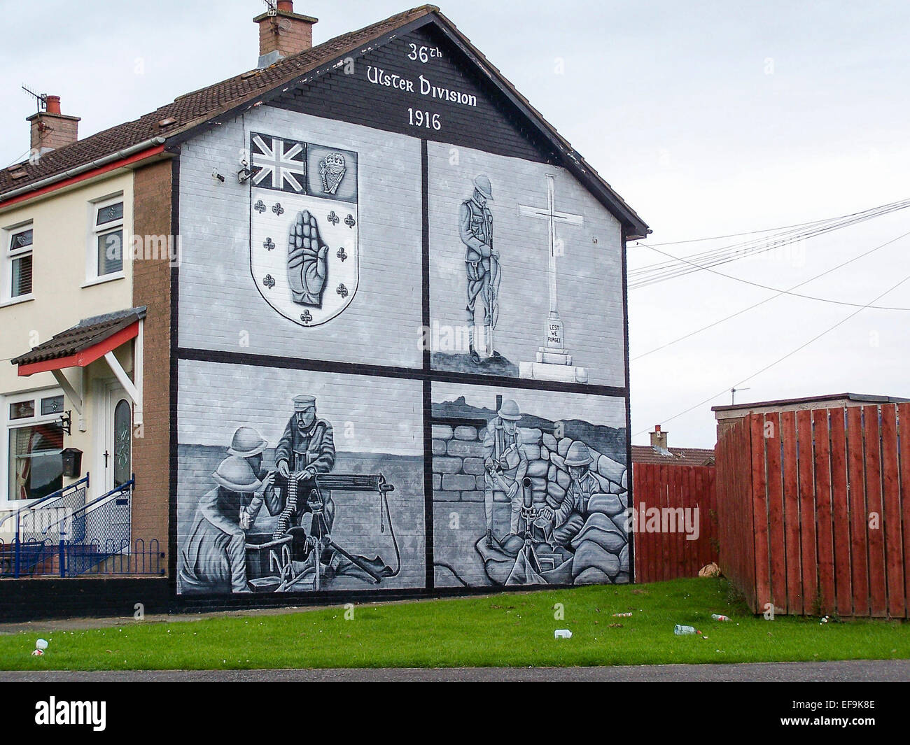 Mural on a gable wall in Belfast commemorating the 36th Ulster Division