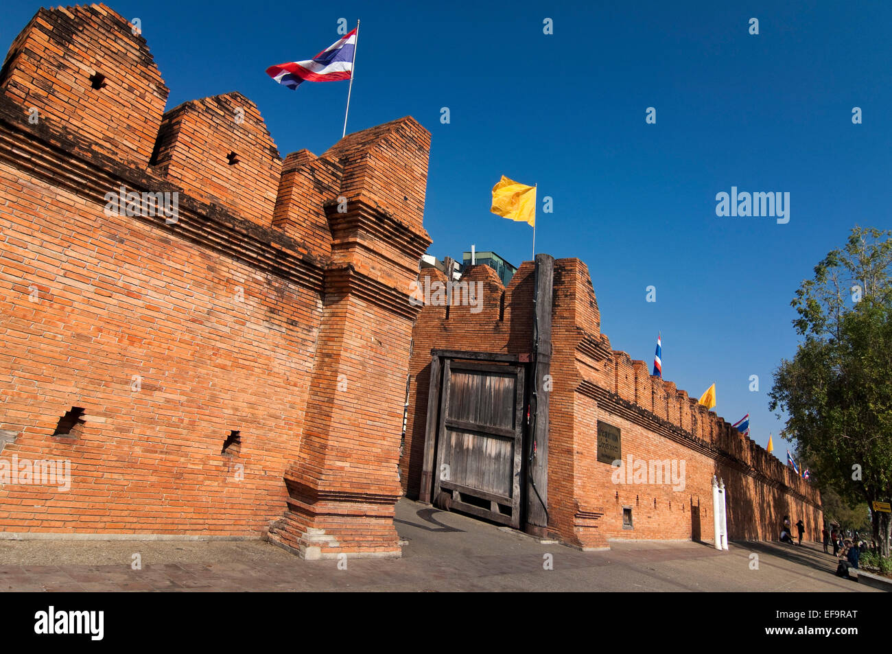 Horizontal view of Tha Phae Gate in Chiang Mai. Stock Photo