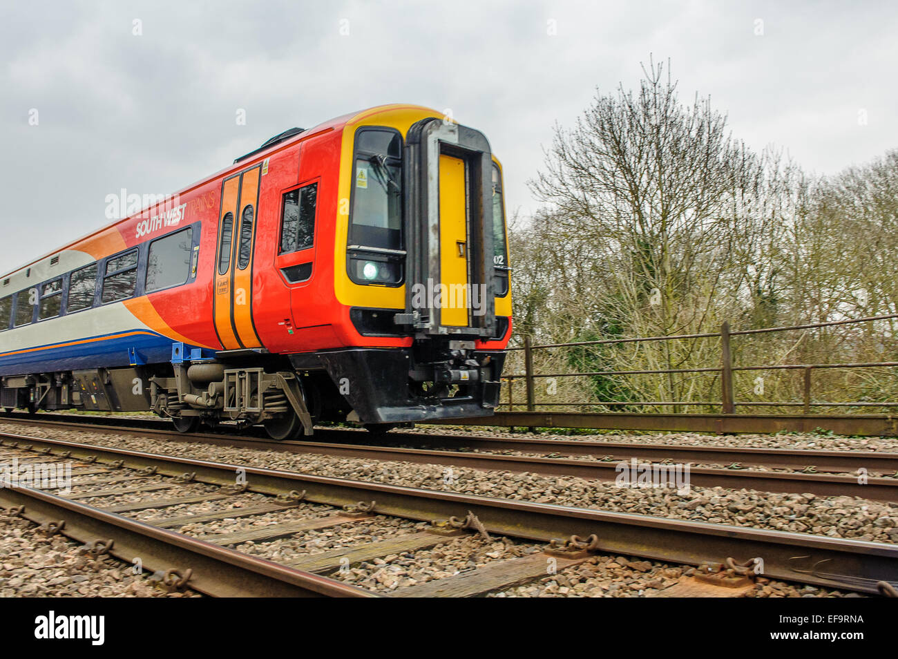 South west train approaching Salisbury Stock Photo Alamy