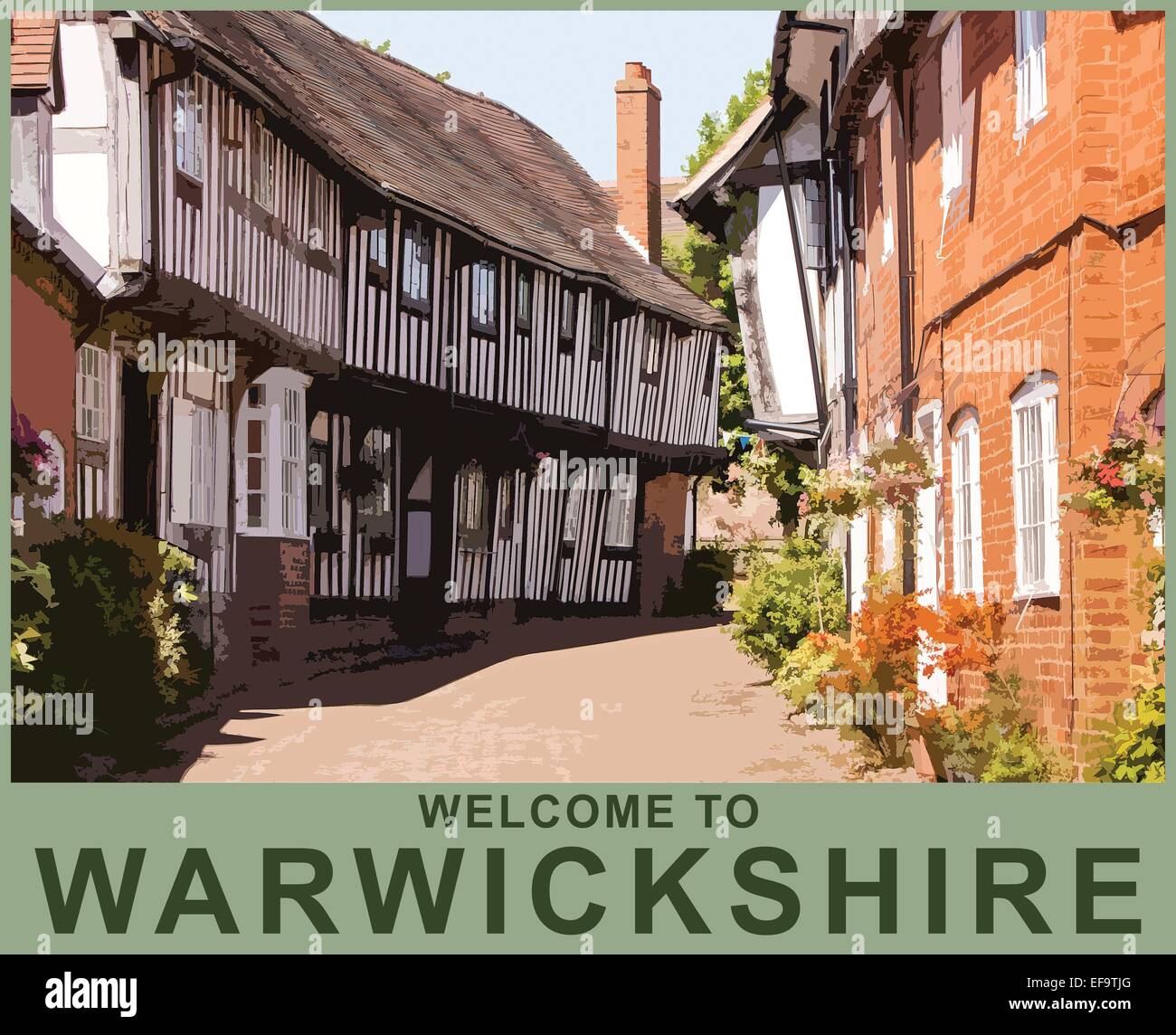 A poster style interpretation of timber framed building in Malt Mill