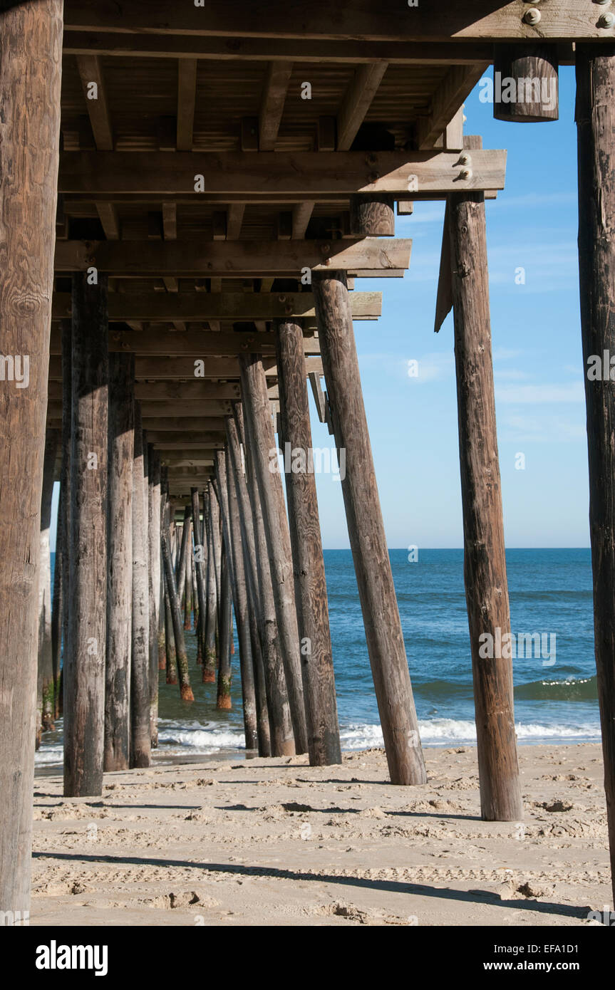 Underneath the Nags Head Pier in North Carolina's Outer Banks Stock