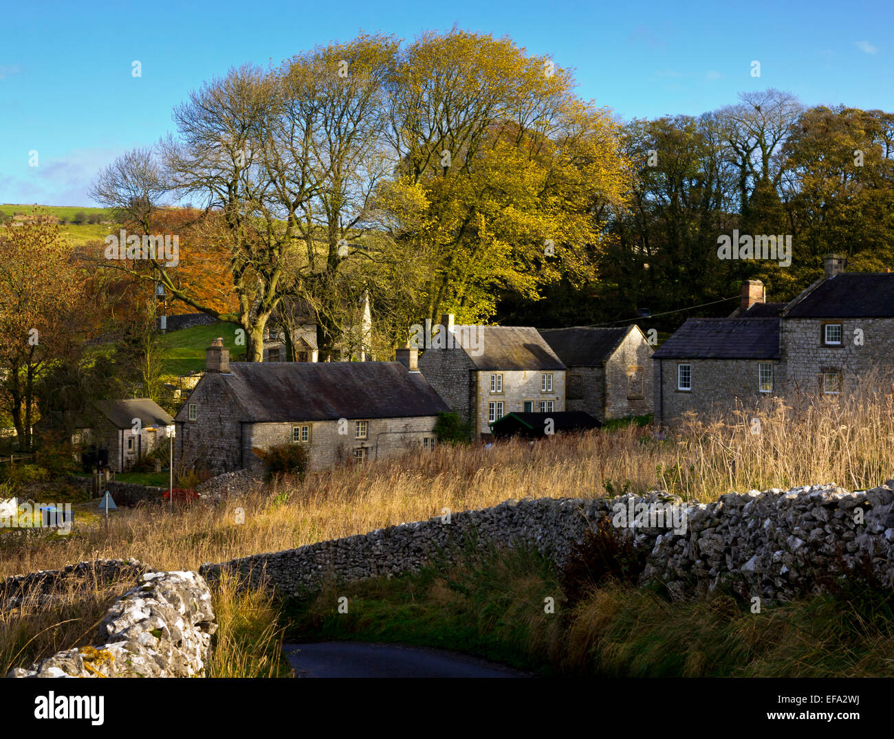 Country lane at Hartington a small village in the Peak District