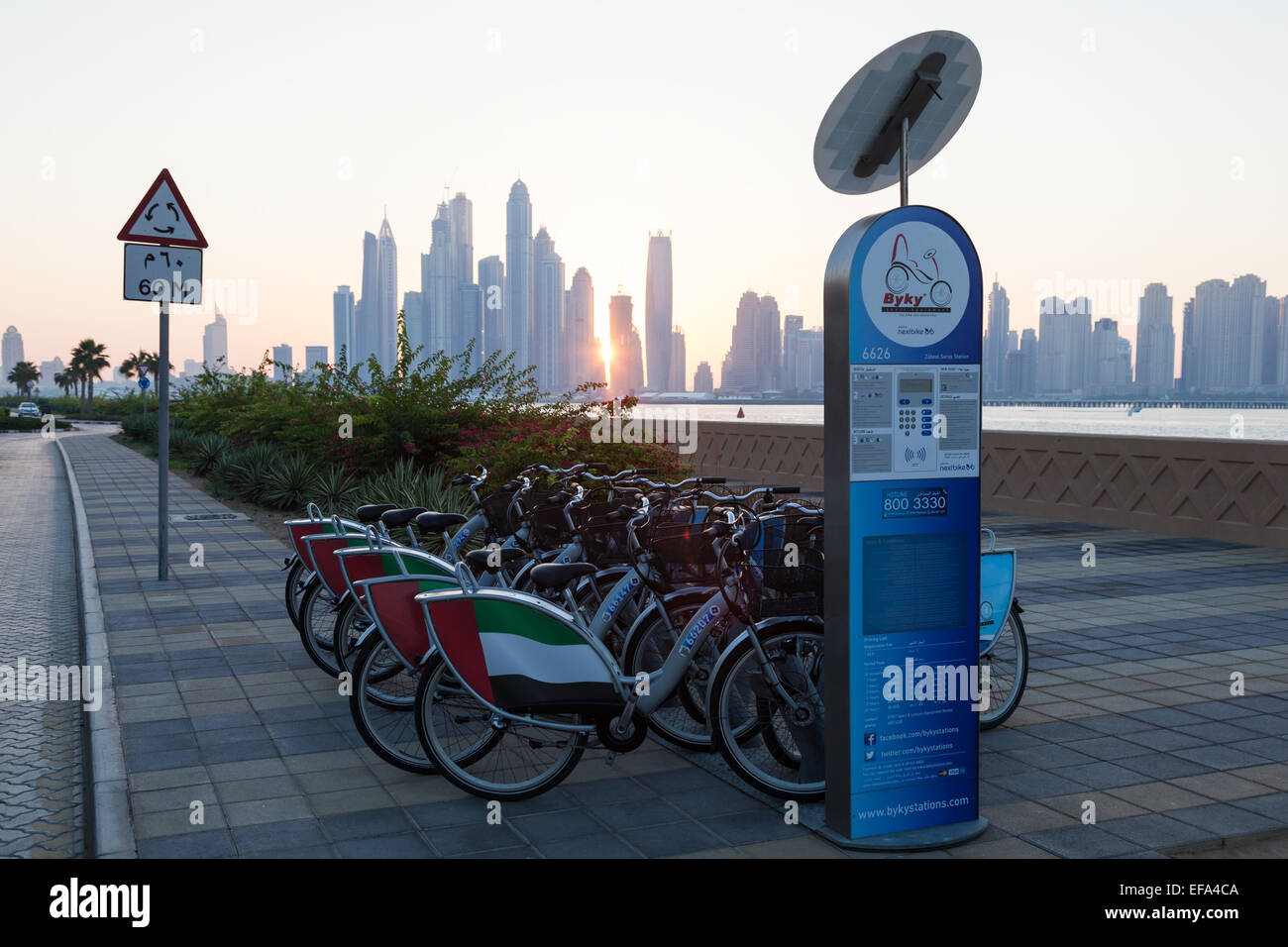 Bike rental system on the Palm Jumeirah, Dubai Stock Photo Alamy