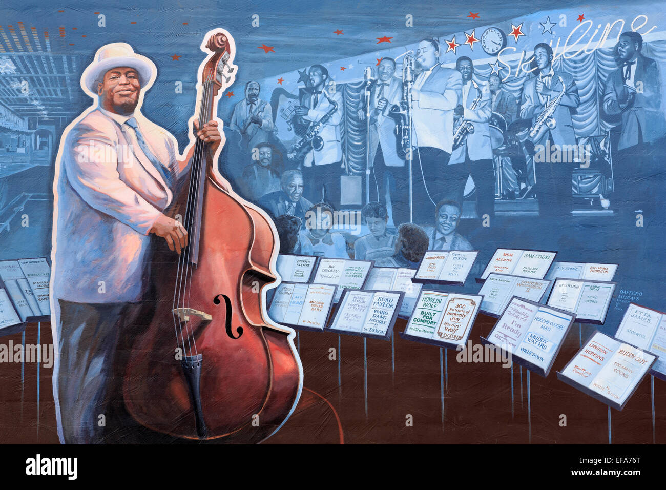 Riverfront Mural, Catfish Row, Vicksburg, Mississippi, USA Stock Photo