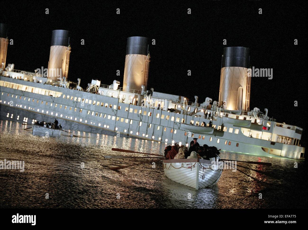 Lifeboats Flee Sinking Ship Titanic 2012 Stock Photo