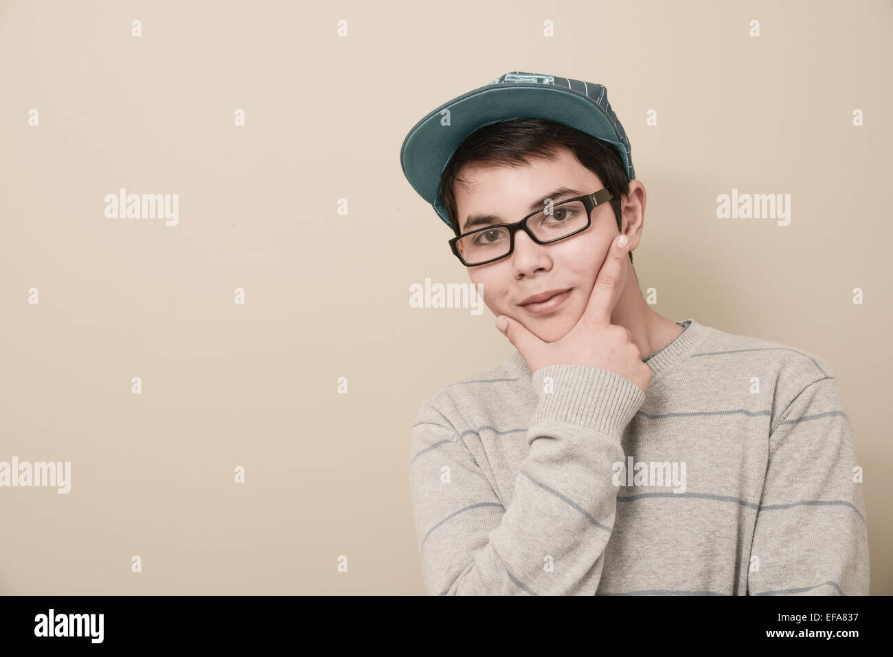 Teen Laughing boy- Close-up shot Stock Photo