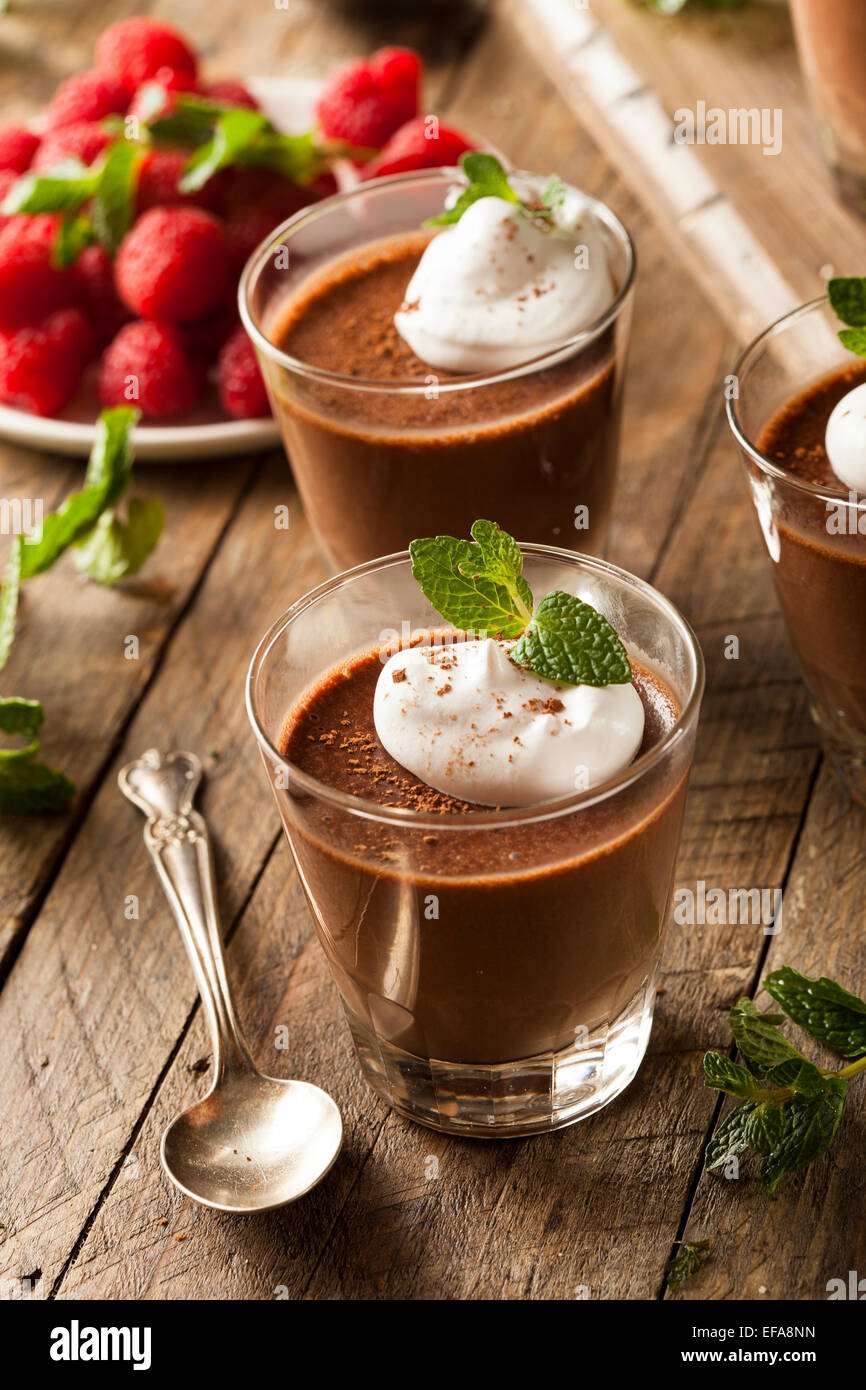 Homemade Dark Chocolate Mousse with Whipped Cream Stock Photo Alamy