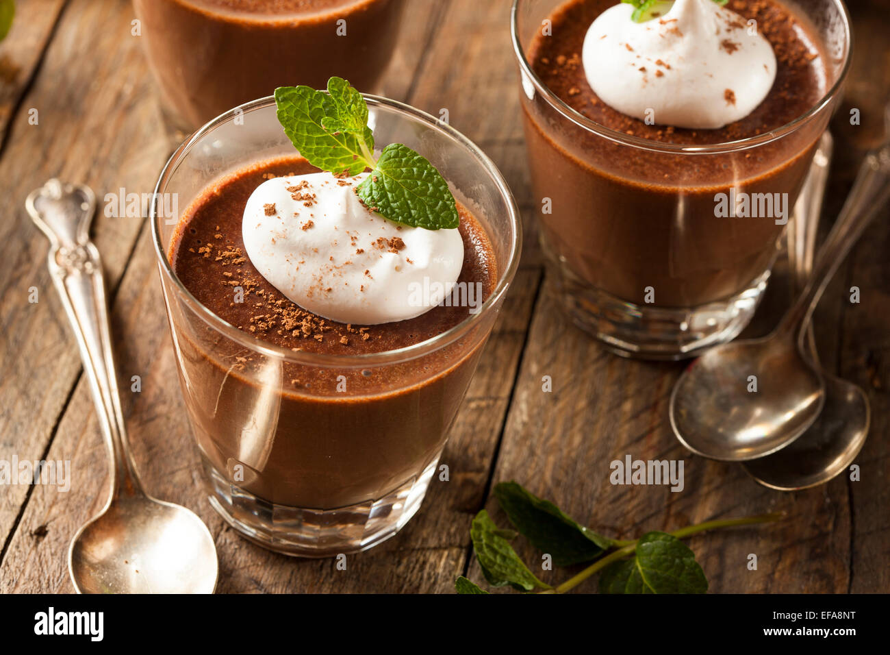 Homemade Dark Chocolate Mousse with Whipped Cream Stock Photo Alamy