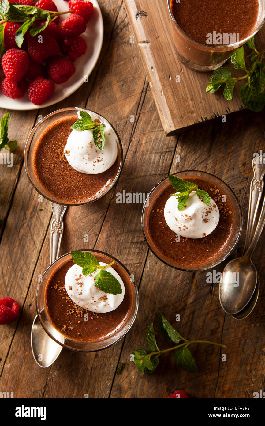 Homemade Dark Chocolate Mousse with Whipped Cream Stock Photo Alamy