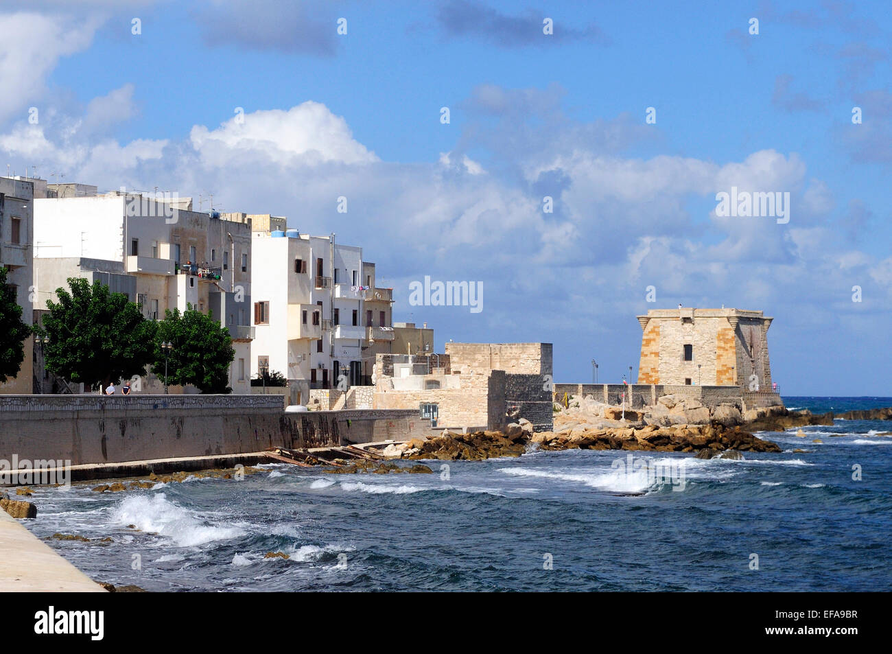 view on the old walls of Trapani, Sicily Stock Photo
