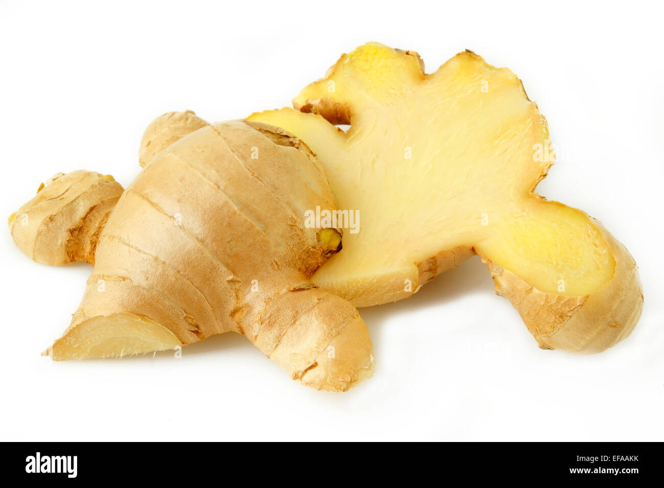 fresh ginger on white background Stock Photo