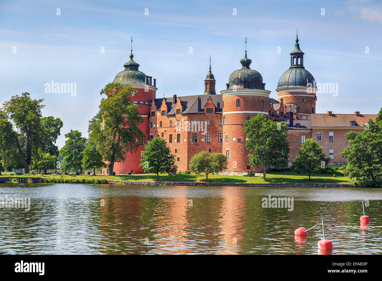 Gripsholm Castle reflected in Lake Mälaren, Mariefred, Strängnäs