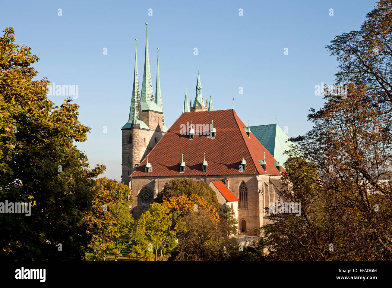 St Mary's Cathedral and St Severus' Church on Domberg hill in Erfurt , Thuringia, Germany Stock Photo