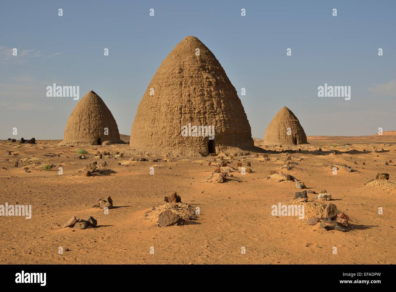 Domed mausoleums, called Qubbas, Old Dongola, Northern, Nubia, Sudan Stock Photo
