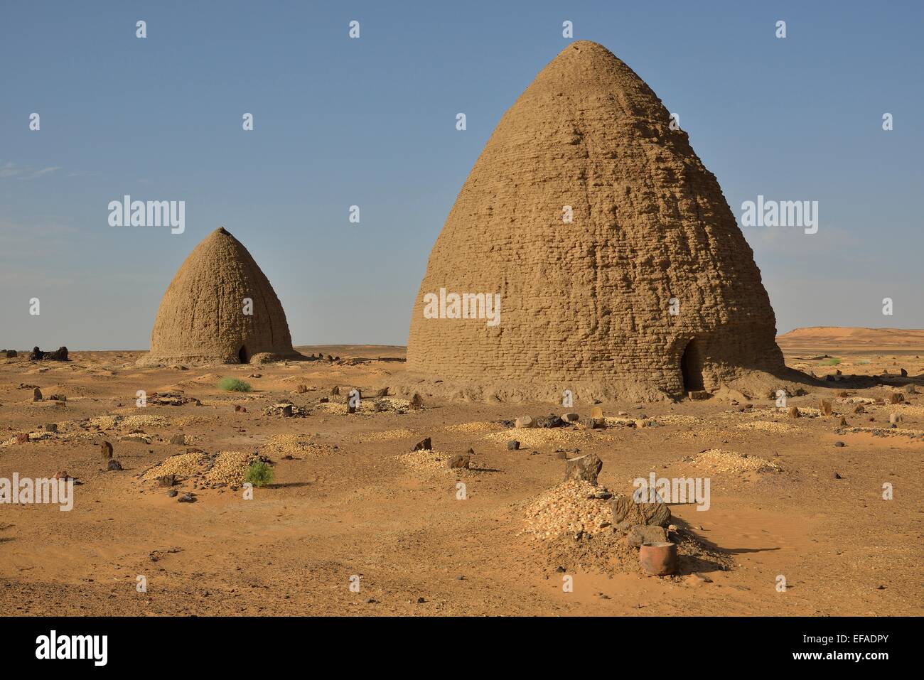 Domed mausoleums, called Qubbas, Old Dongola, Northern, Nubia, Sudan Stock Photo